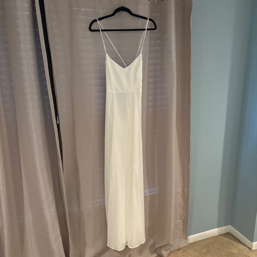 Show Me Your MuMu Ivory Slip Wedding Dress with Spaghetti Straps